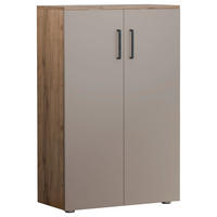 SCHUHSCHRANK Grau, Eichefarben  - Eichefarben/Silberfarben, Basics, Holzwerkstoff/Kunststoff (80/120/38cm) - Moderano