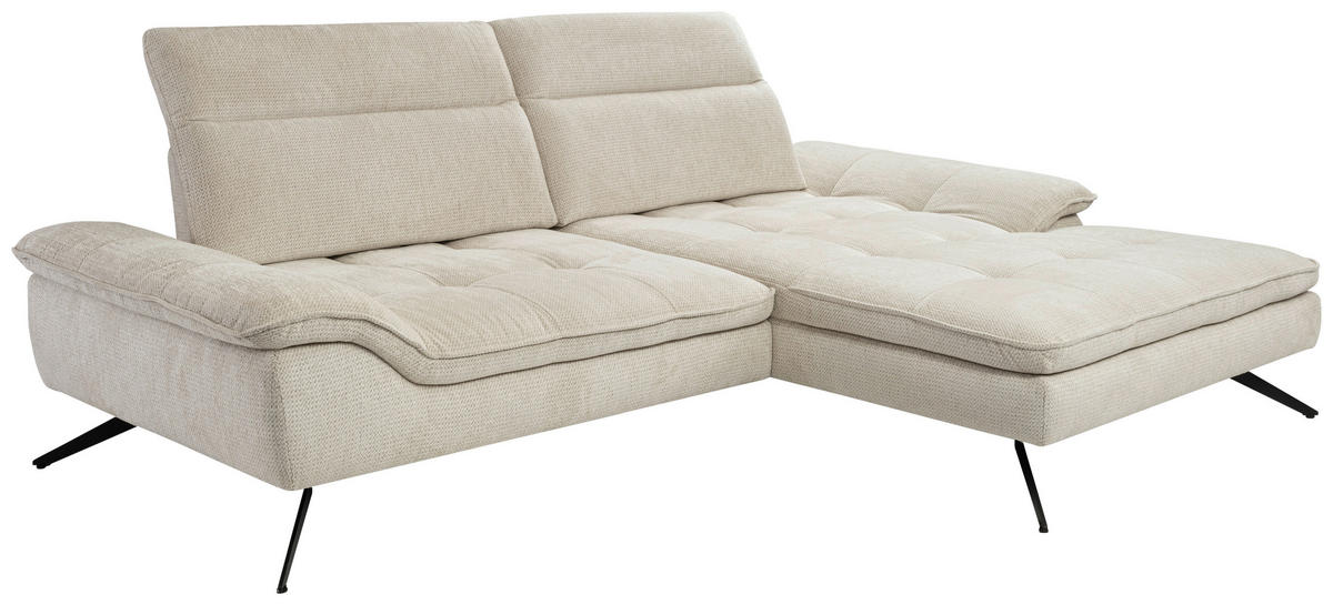 SEDEŽNA GARNITURA, šenilja bež  - črna/bež, Design, kovina/tekstil (288/179-202cm) - Hom`in