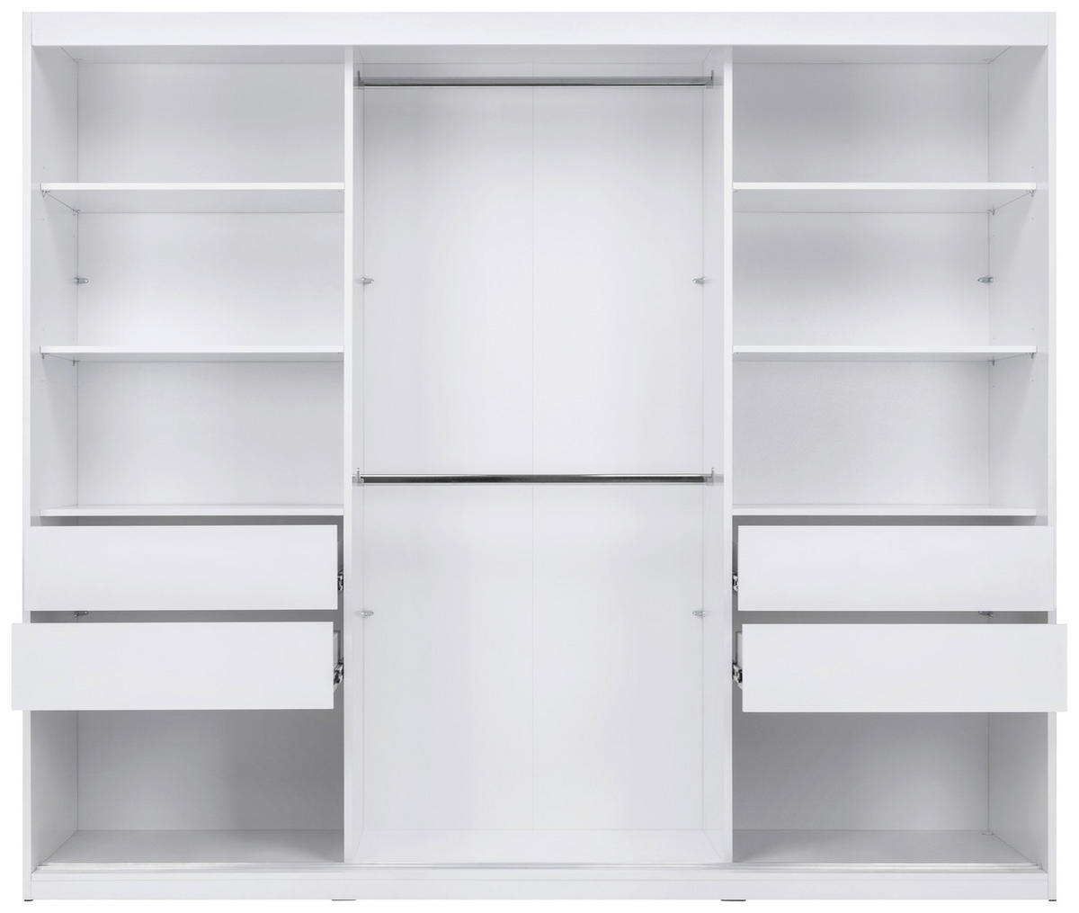 SCHIEBETÜRENSCHRANK 250/215/59,5 cm 3-türig Weiß  - Schwarz/Weiß, MODERN, Holzwerkstoff/Metall (250/215/59,5cm) - MID.YOU