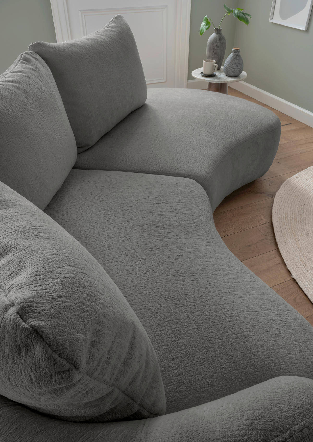 ECKSOFA in Mikrofaser Graubraun  - Graubraun/Schwarz, Modern, Kunststoff/Textil (139/250cm) - Livetastic