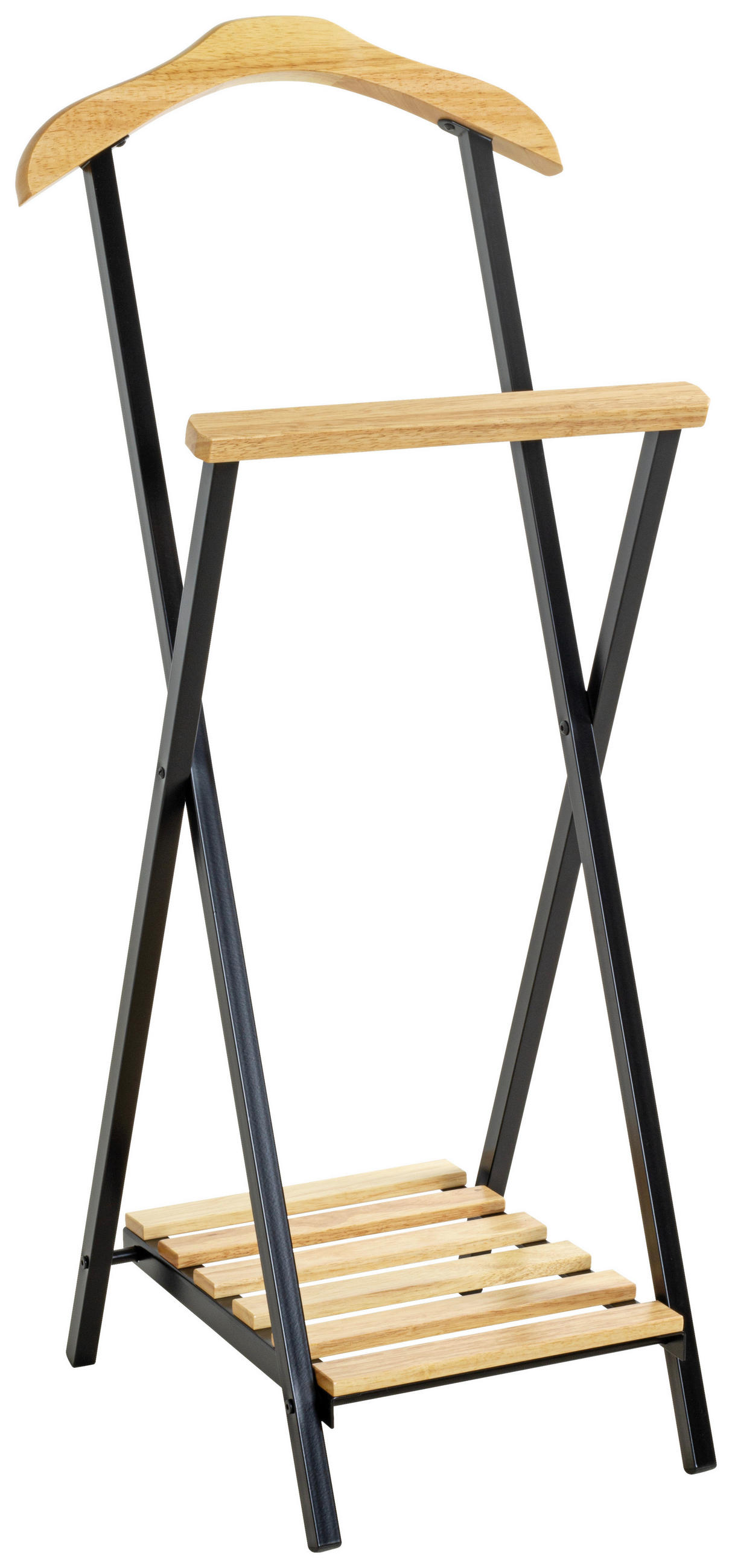 HERRENDIENER in Naturfarben, Schwarz 45/110/30 cm   - Schwarz/Naturfarben, Basics, Holz/Metall (45/110/30cm)