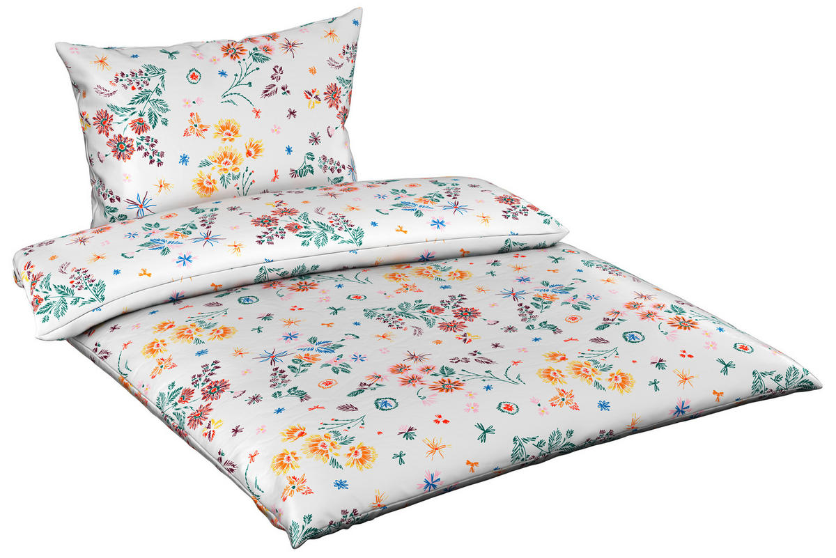 POSTELJINA KALIO 140/200 cm saten višebojna, bela  - bela/višebojna, Konvencionalno, tekstil (140/200cm) - Esposa