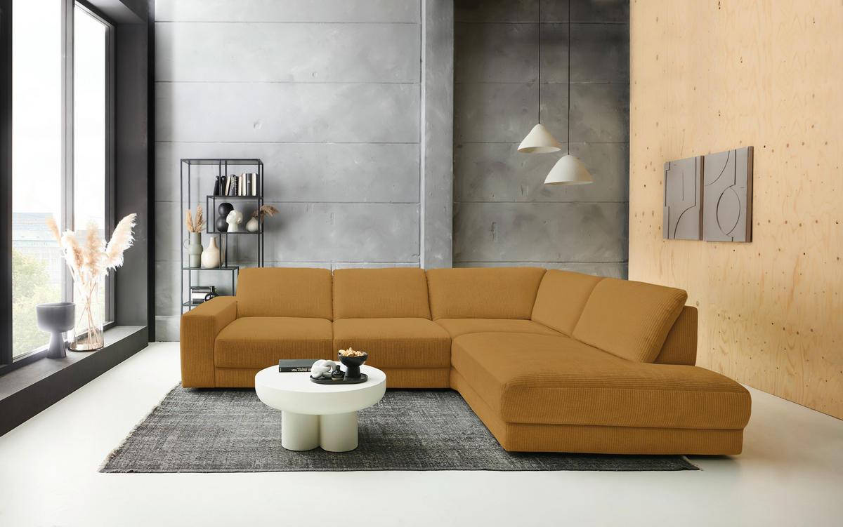 ECKSOFA in Chenille, Jacquard Cognac  - Cognac/Schwarz, Design, Kunststoff/Textil (316/242cm) - Niels Andersson
