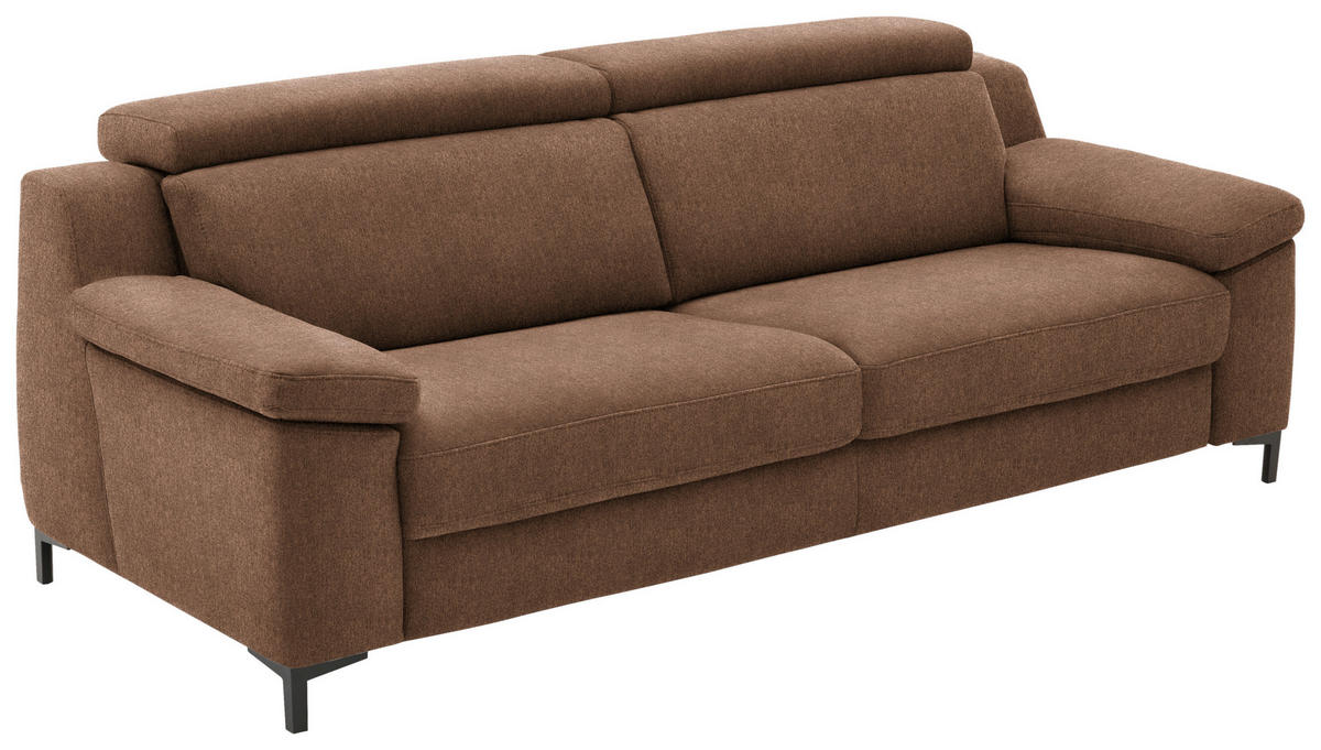 3-SITZER-SOFA in Chenille Braun  - Schwarz/Braun, Design, Textil/Metall (230/104/104cm) - Valdera