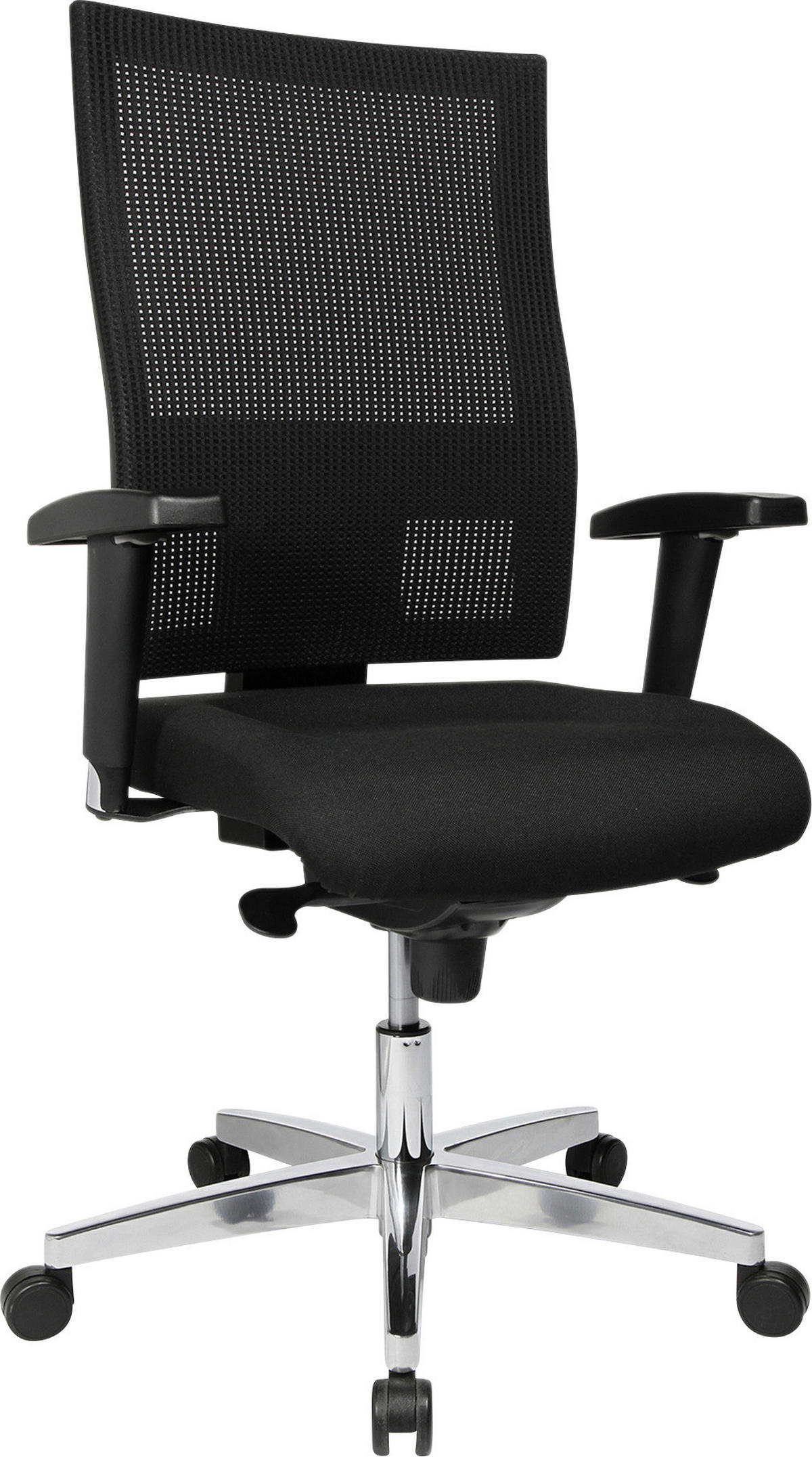 DREHSTUHL Netzbespannung, Webstoff Schwarz, Alufarben  - Schwarz/Alufarben, Basics, Kunststoff/Textil (50/114/50cm) - Topstar