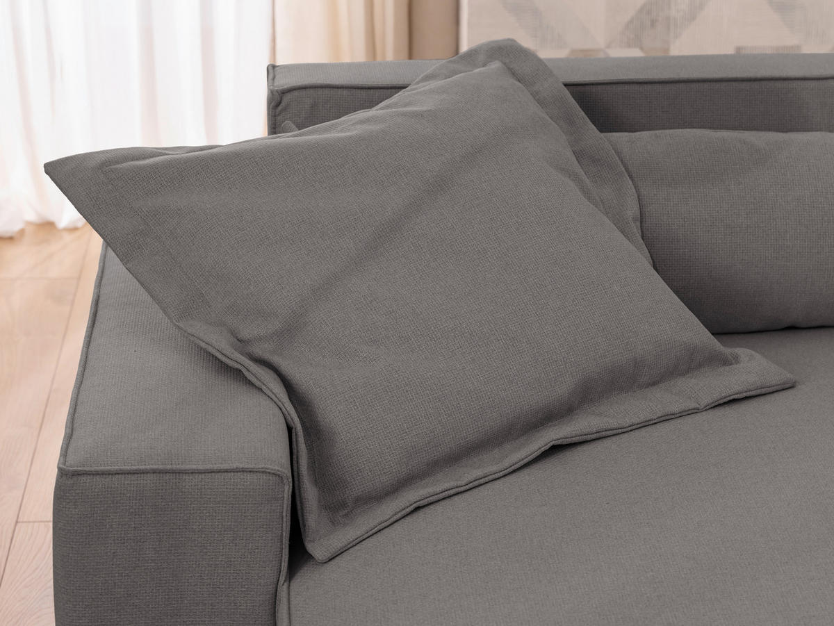ECKSOFA Webstoff Grau  - Schwarz/Grau, Design, Kunststoff/Textil (251/142cm) - P & B