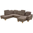 WOHNLANDSCHAFT in Mikrofaser Graubraun  - Wildeiche/Graubraun, KONVENTIONELL, Holz/Textil (243/343/185cm) - Voleo