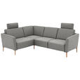 ECKSOFA  in Flachgewebe Hellgrau  189/236 cm  - Eichefarben/Hellgrau, Design, Holz/Textil (189/236cm) - Valnatura