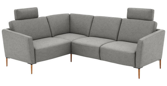 ECKSOFA  in Flachgewebe Hellgrau  189/236 cm  - Eichefarben/Hellgrau, Design, Holz/Textil (189/236cm) - Valnatura
