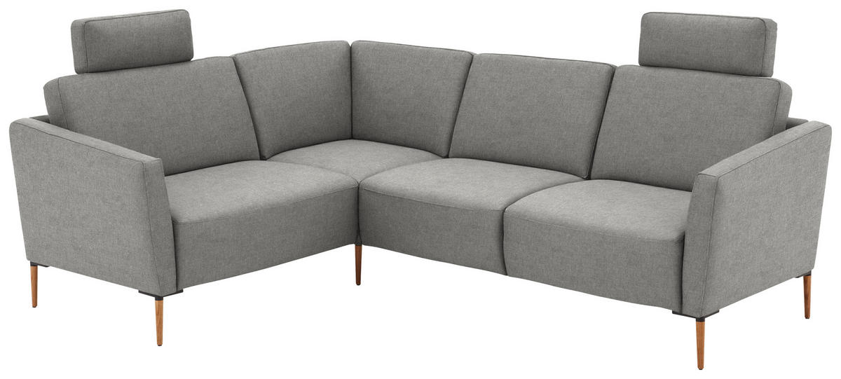 ECKSOFA  in Flachgewebe Hellgrau  189/236 cm  - Eichefarben/Hellgrau, Design, Holz/Textil (189/236cm) - Valnatura