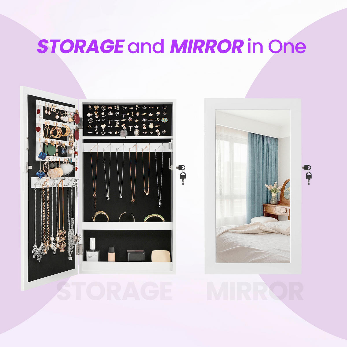 SCHMUCKSCHRANK - Weiß, Trend, Glas/Holzwerkstoff (54,5/67/10cm) - Boxxx