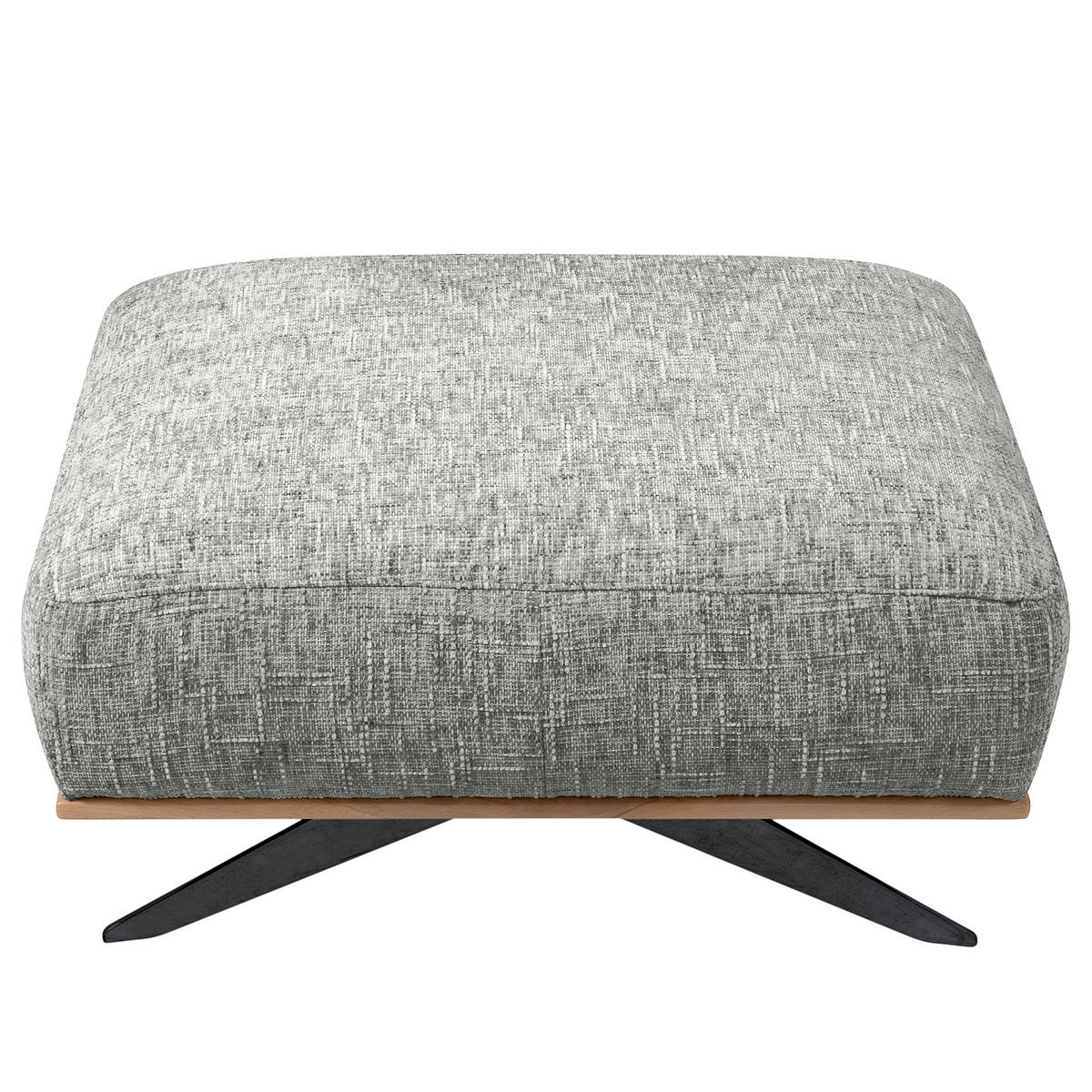 HOCKER PORTLAND Struktur Grau  - Schwarz/Naturfarben, Design, Holz/Textil (95/46/80cm) - Livetastic