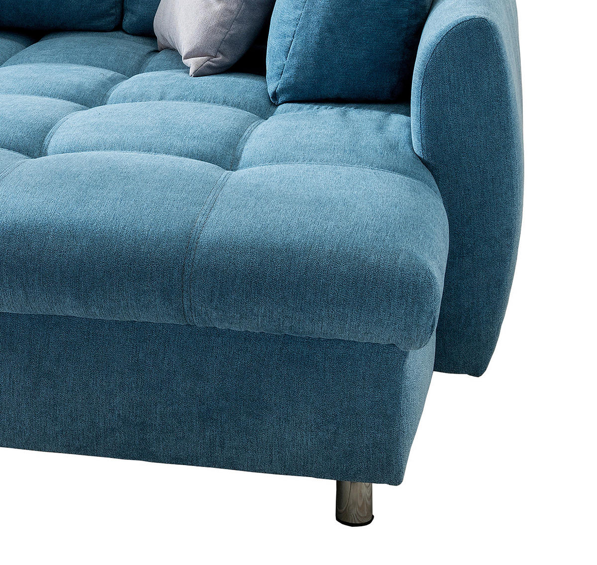 ECKSCHLAFSOFA in Mikrofaser Blau  - Chromfarben/Blau, Modern, Textil/Metall (250/190cm) - Livetastic