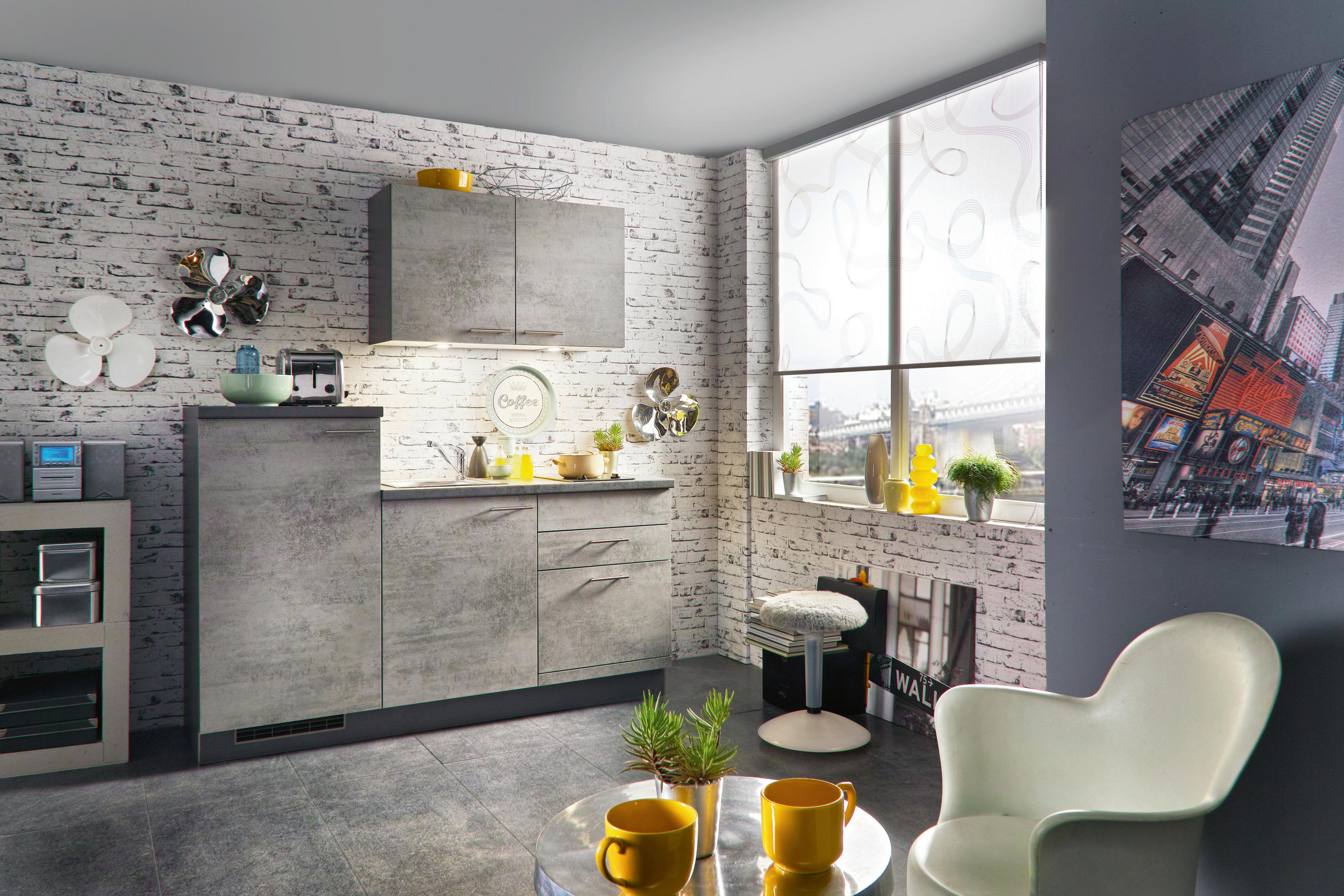 MAJHNA KUHINJA - barve nerjavečega jekla/siva, Moderno, kovina/leseni material (180cm) - Welnova