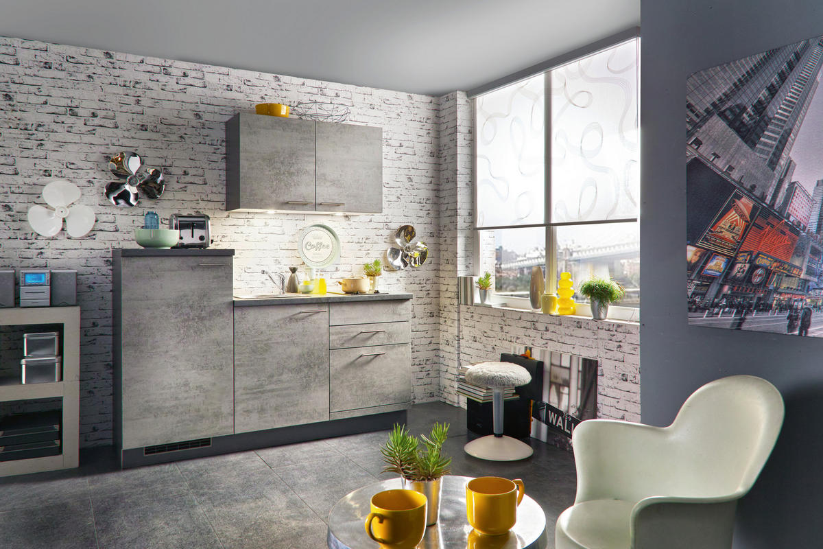 MAJHNA KUHINJA - barve nerjavečega jekla/siva, Moderno, kovina/leseni material (180cm) - Welnova