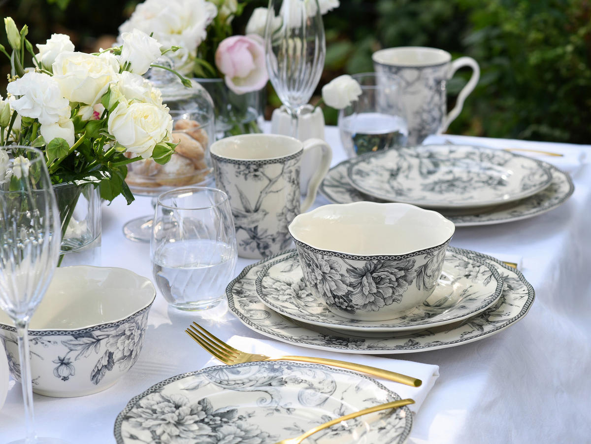 KOMPLETT SERVIS Adelaide Grau 16 delar  - vit/grå, Basics, keramik - Creatable