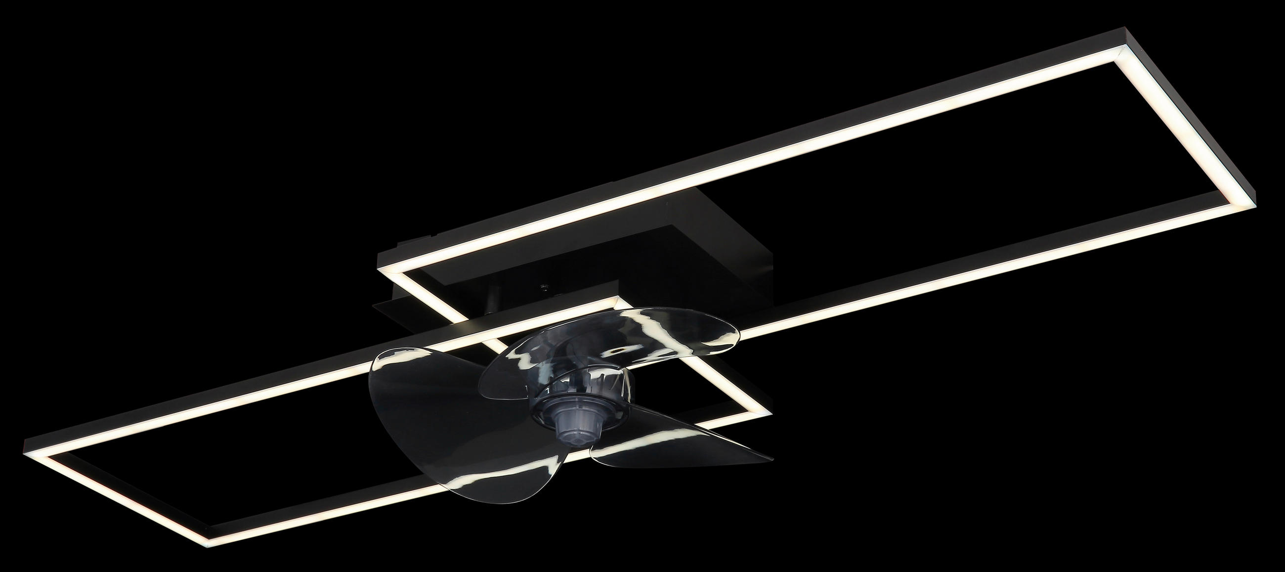 DECKENVENTILATOR - Opal/Schwarz, Design, Kunststoff/Metall (90/30/15cm) - Globo