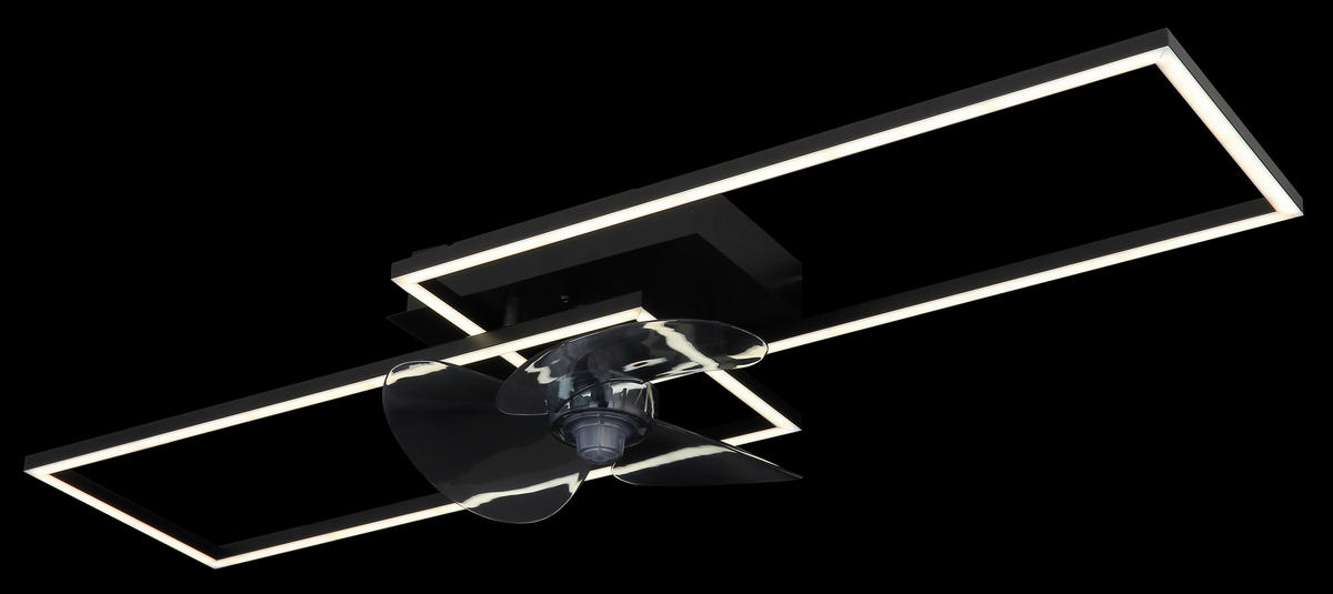 STROPNI VENTILATOR   /180-1800 lm/3000-6500 K// - siva/črna, Design, kovina/umetna masa (90/30/15cm) - Globo