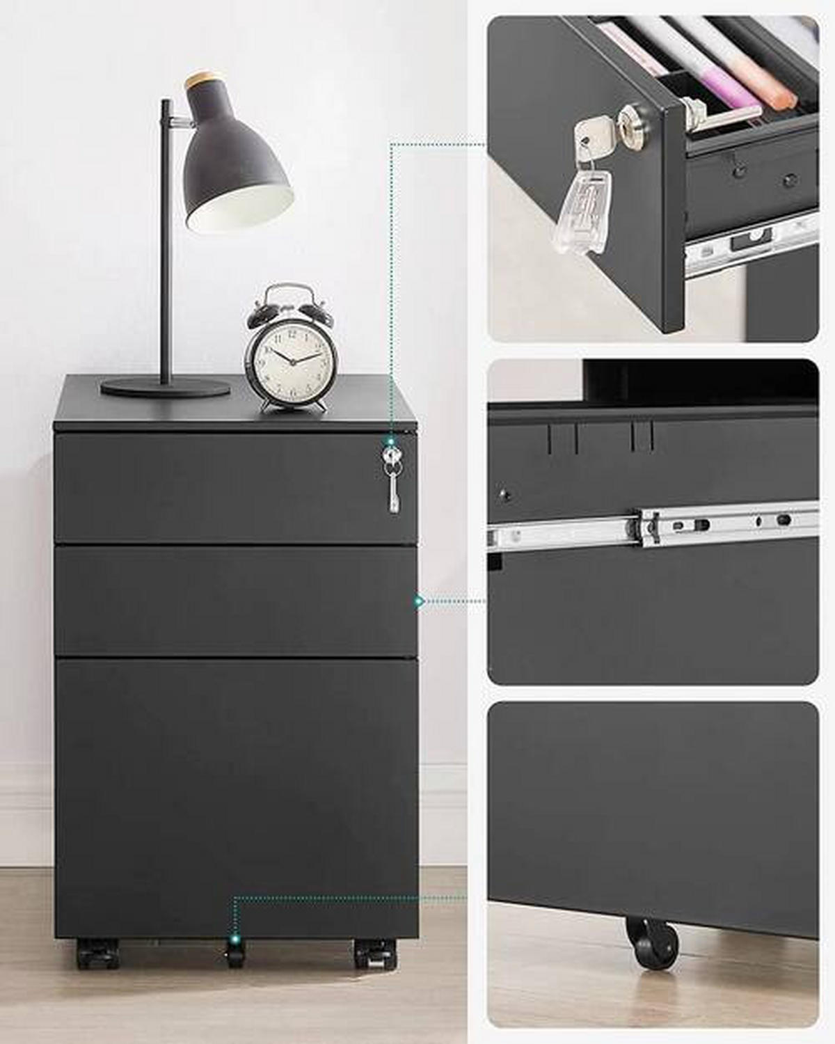 ROLLCONTAINER Schwarz  - Schwarz, Basics, Metall (39/60/52cm) - Boxxx