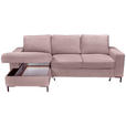 ECKSOFA Altrosa Cord  - Schwarz/Altrosa, KONVENTIONELL, Textil/Metall (150/240cm) - Carryhome