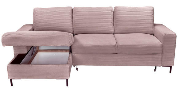 ECKSOFA Altrosa Cord  - Schwarz/Altrosa, KONVENTIONELL, Textil/Metall (150/240cm) - Carryhome