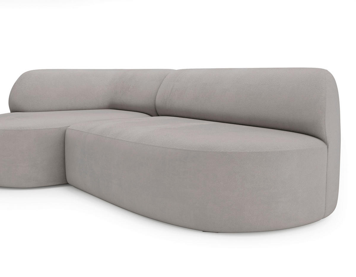 ECKSOFA Chenille Hellgrau  - Hellgrau/Schwarz, Design, Kunststoff/Textil (156/218cm) - Livetastic