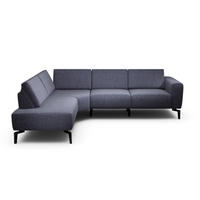 ECKSOFA Cosy Blau Chenille  - Blau/Schwarz, Design, Textil/Metall (193/256cm) - SENSOO