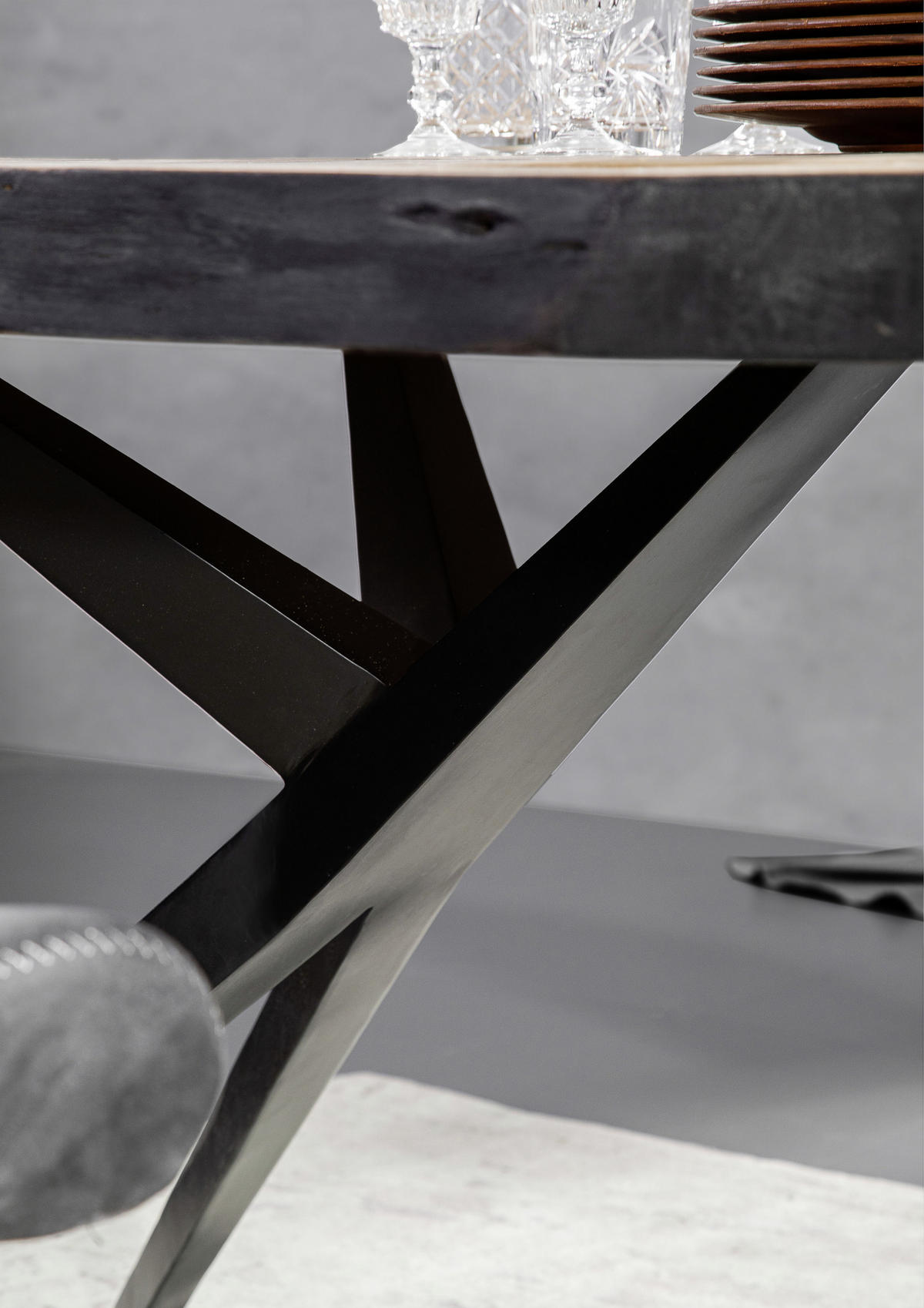 ESSTISCH in Holz, Metall 200/100/76 cm  - Schwarz/Akaziefarben, Design, Holz/Metall (200/100/76cm) - Landscape