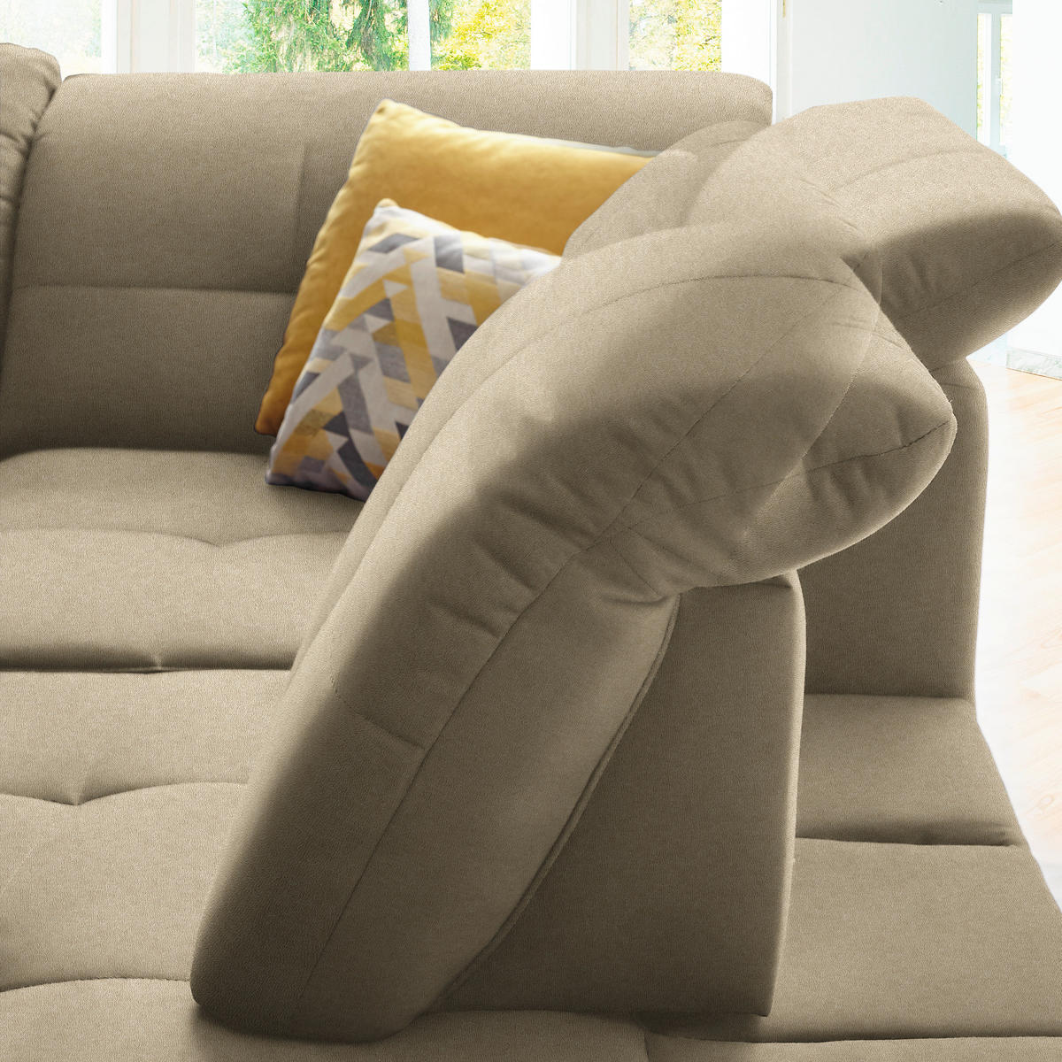 ECKSOFA in Chenille Beige  310/240 cm  - Beige/Schwarz, Design, Textil/Metall (310/240cm) - Xora