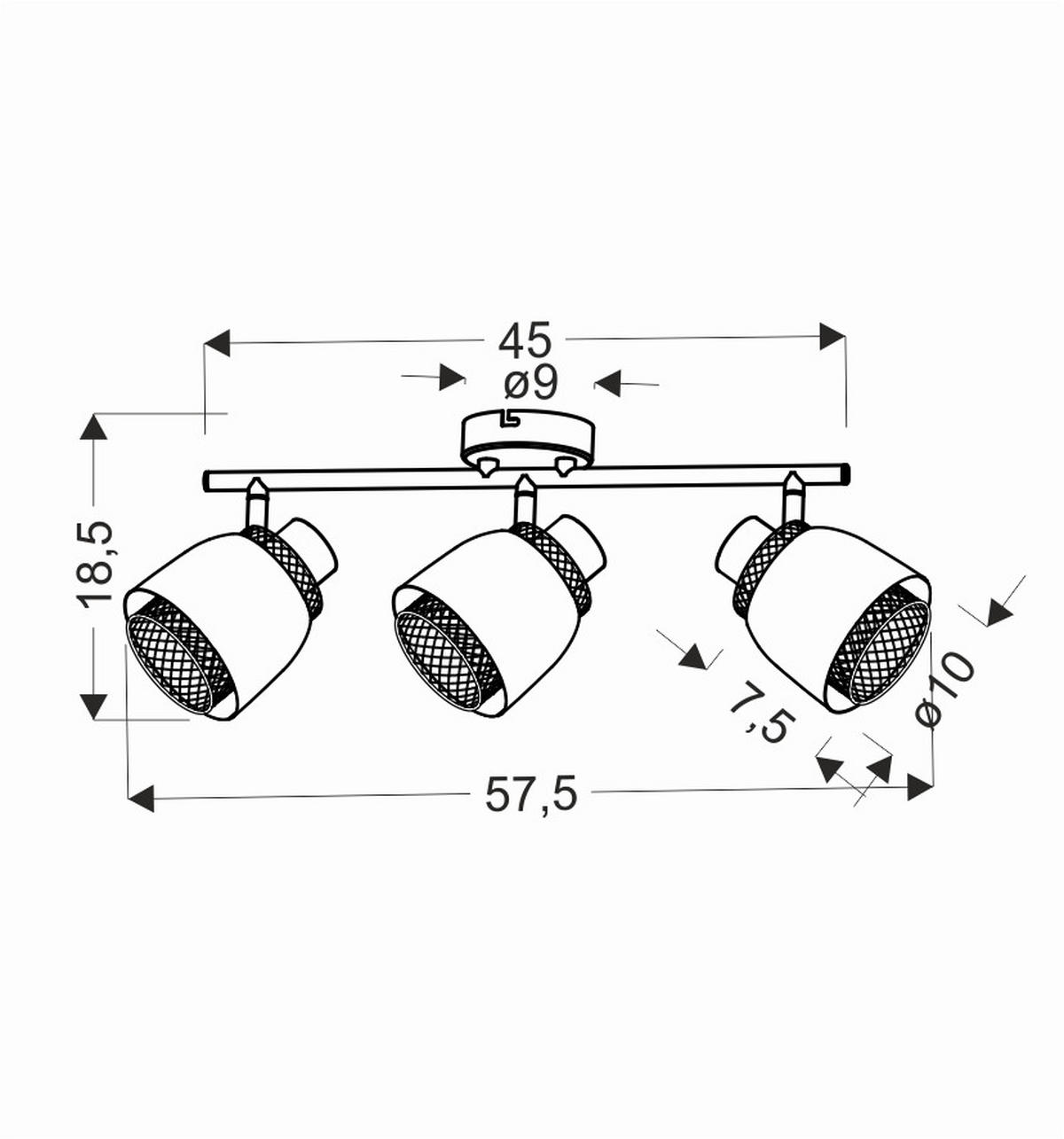 STRAHLER 57.5/10/18,5 cm   - Goldfarben/Schwarz, Design, Metall (57.5/10/18,5cm)