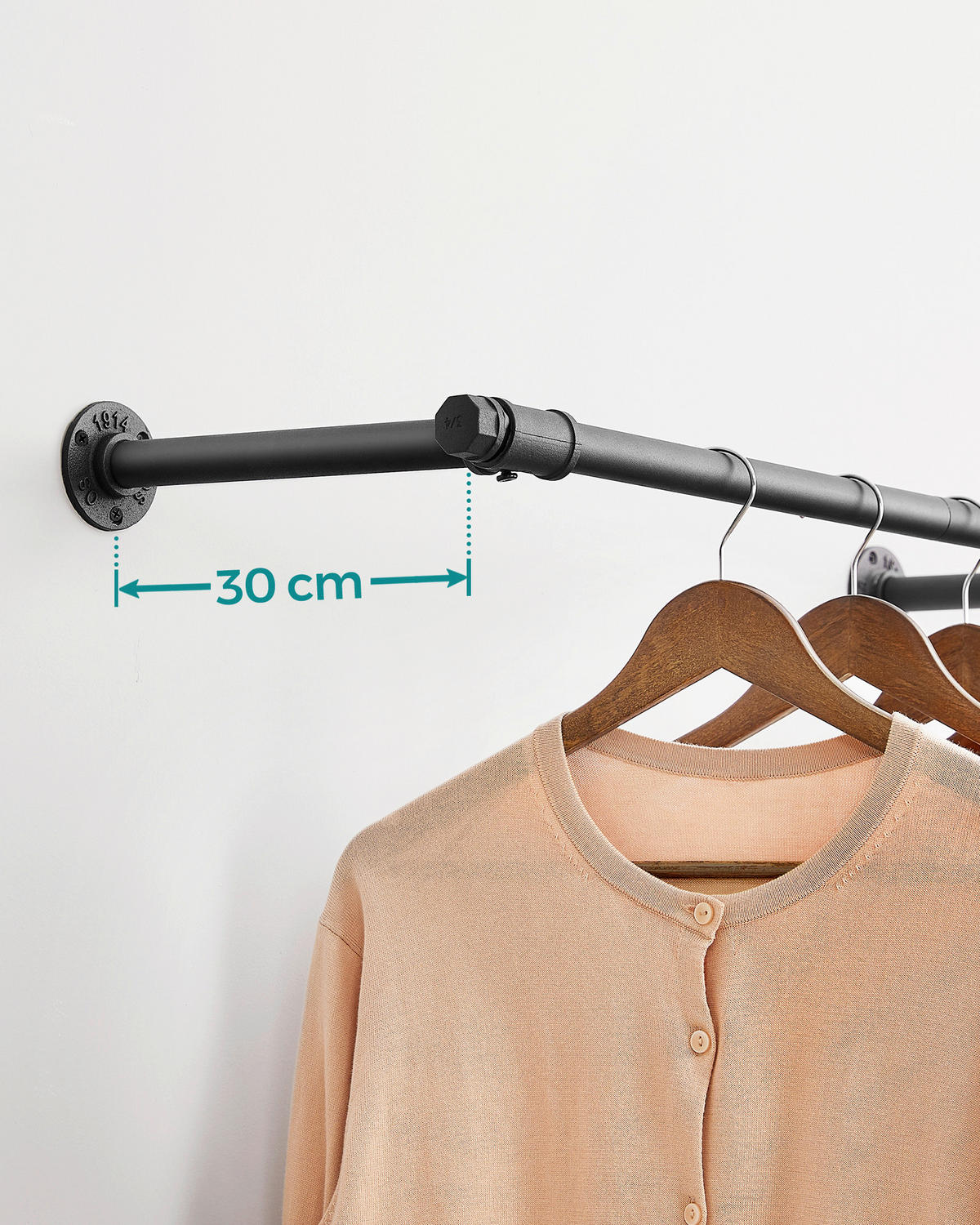 WANDGARDEROBE - Schwarz, Basics, Metall (84/7/30cm)