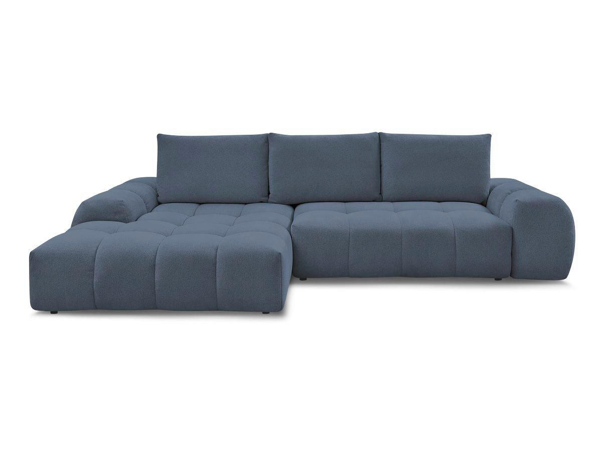 ECKSCHLAFSOFA EVEREST  mit Rücken echt, Armteil links, Armteil rechts Flachgewebe Dunkelblau  - Schwarz/Dunkelblau, MODERN, Kunststoff/Textil (318/180cm) - Livetastic