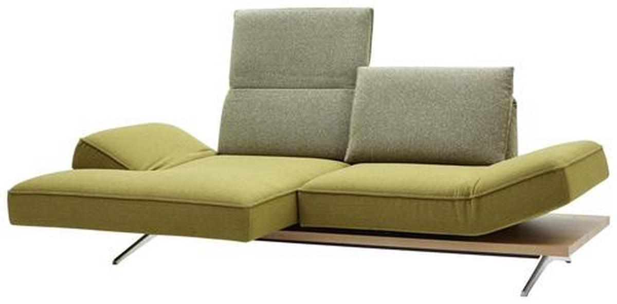 ECKSOFA Limette Flachgewebe  - Chromfarben/Limette, Design, Holz/Textil (132/240cm) - Koinor