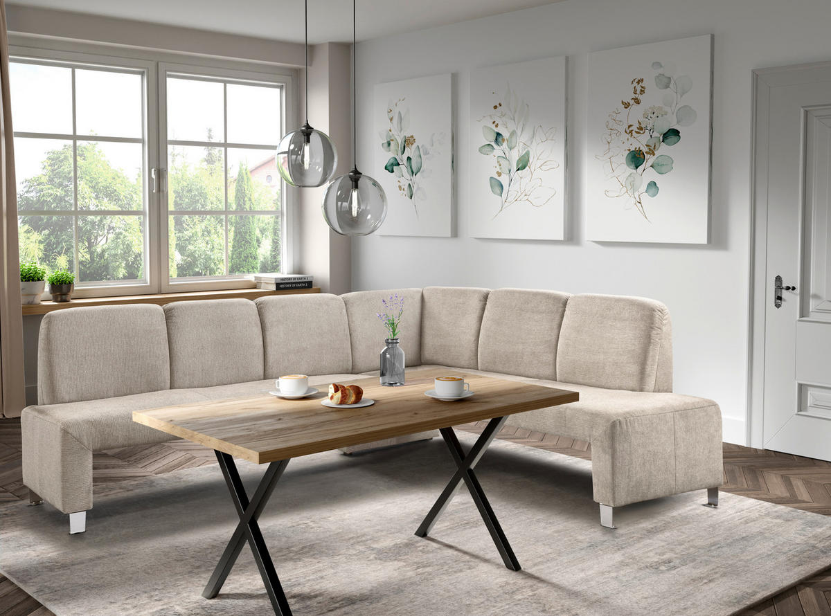 KLUPA KUTNA  taupe  drvo, tekstil, drvni materijal      - srebrne boje/taupe, Moderno, drvni materijal/drvo (263/198cm) - Livetastic