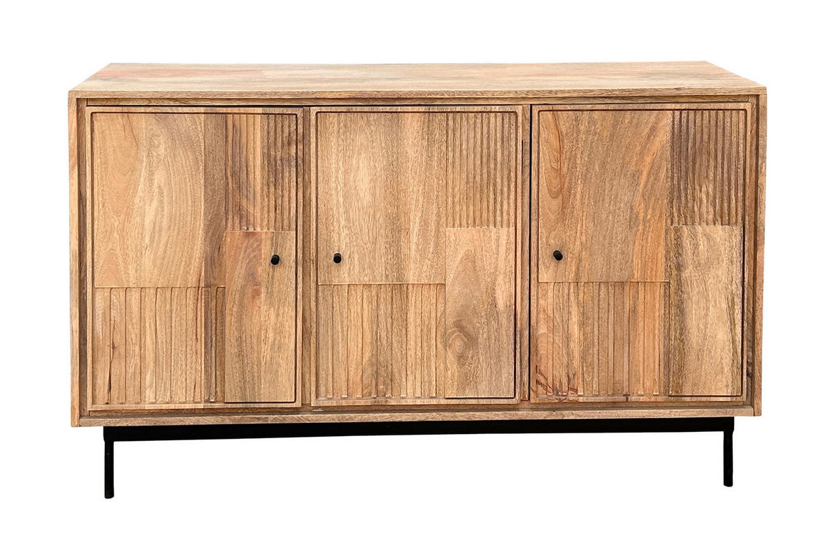 SIDEBOARD  130/80/40 cm  - Schwarz/Naturfarben, Design, Holz/Metall (130/80/40cm) - MID.YOU