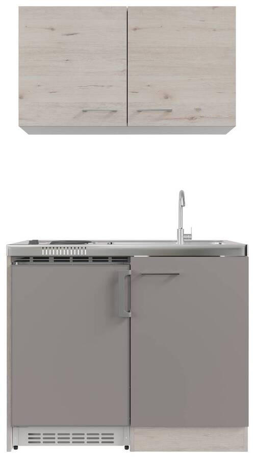 MINIKUCHYŇA RIVA 100 - šampanská/dub San Remo, Modern, kov/kompozitné drevo (100cm) - FlexWell