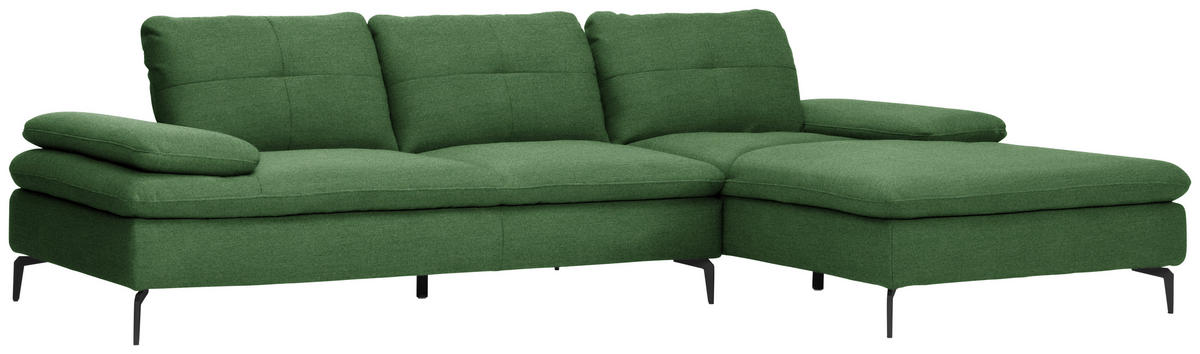 ECKSOFA in Webstoff Grün  - Schwarz/Grün, Design, Textil/Metall (301/179cm) - Chilliano