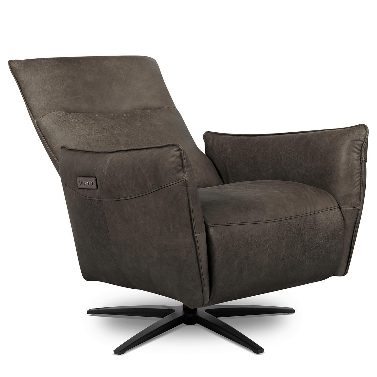 RELAXSESSEL Leder Fango  - Fango/Schwarz, Design, Leder/Metall (77/107/88cm) - Livetastic