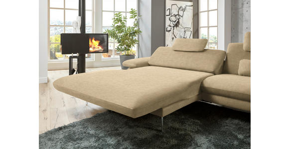 ECKSOFA in Velours Cappuccino 184/284 cm - Schwarz/Cappuccino, Design, Textil/Metall (184/284cm) - Dieter Knoll
