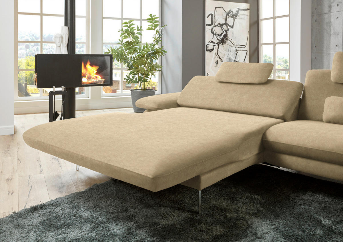 ECKSOFA in Velours Cappuccino  - Schwarz/Cappuccino, Design, Textil/Metall (184/284cm) - Dieter Knoll