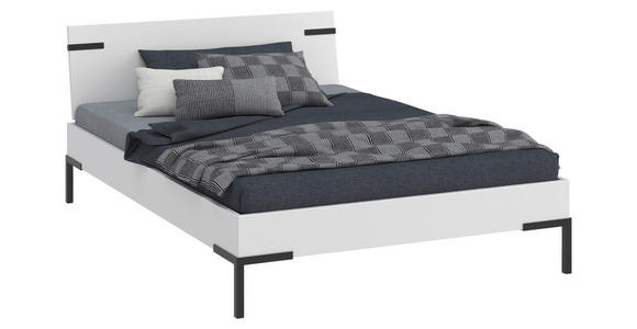 BETT 120/200 cm,  in Weiß,  - Schwarz/Weiß, Design, Metall (120/200cm) - Xora