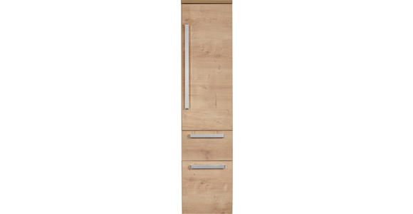 HOCHSCHRANK Eichefarben - Chromfarben/Eichefarben, Basics, Glas/Holzwerkstoff (30/126,8/38cm) - Dieter Knoll