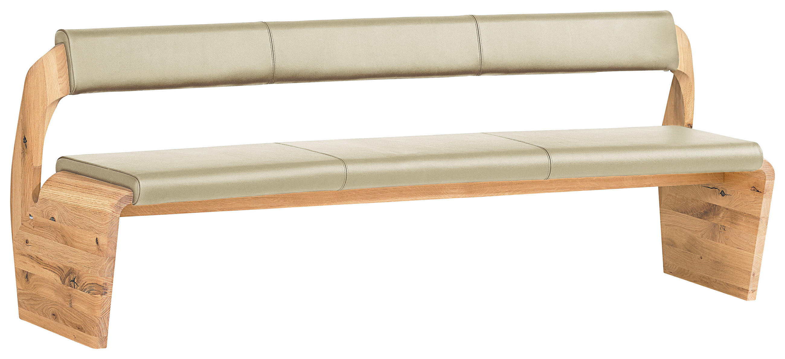 SITZBANK 187/84/69,6 cm  in Creme, Eichefarben  - Eichefarben/Creme, Natur, Leder/Holz (187/84/69,6cm) - Voglauer