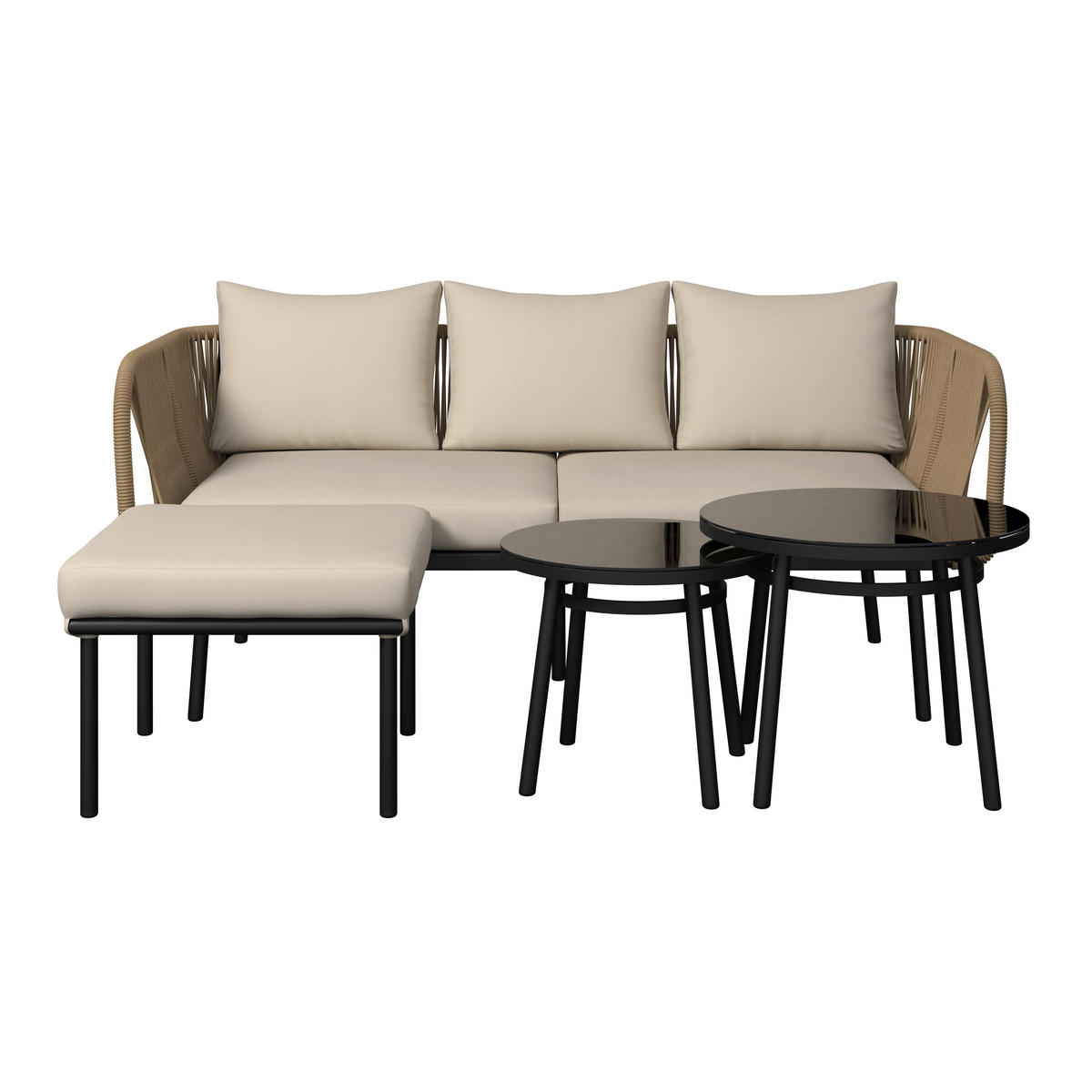 LOUNGEGARNITUR   180/73/69 cm Eisen  - Beige/Creme, MODERN, Glas/Kunststoff (180/73/69cm) - Ambia Garden