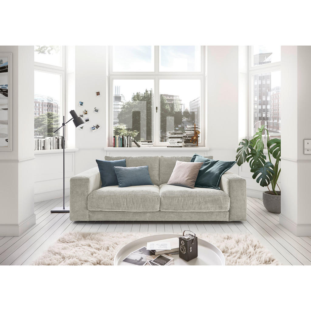 Thumbnail - Hom`in 2-Sitzer-Sofa, Hellgrau, Textil, Füllung: Schaumstoff, Federn, 230x85x127 cm, Blauer Engel, Goldenes M, Oeko-Tex®...