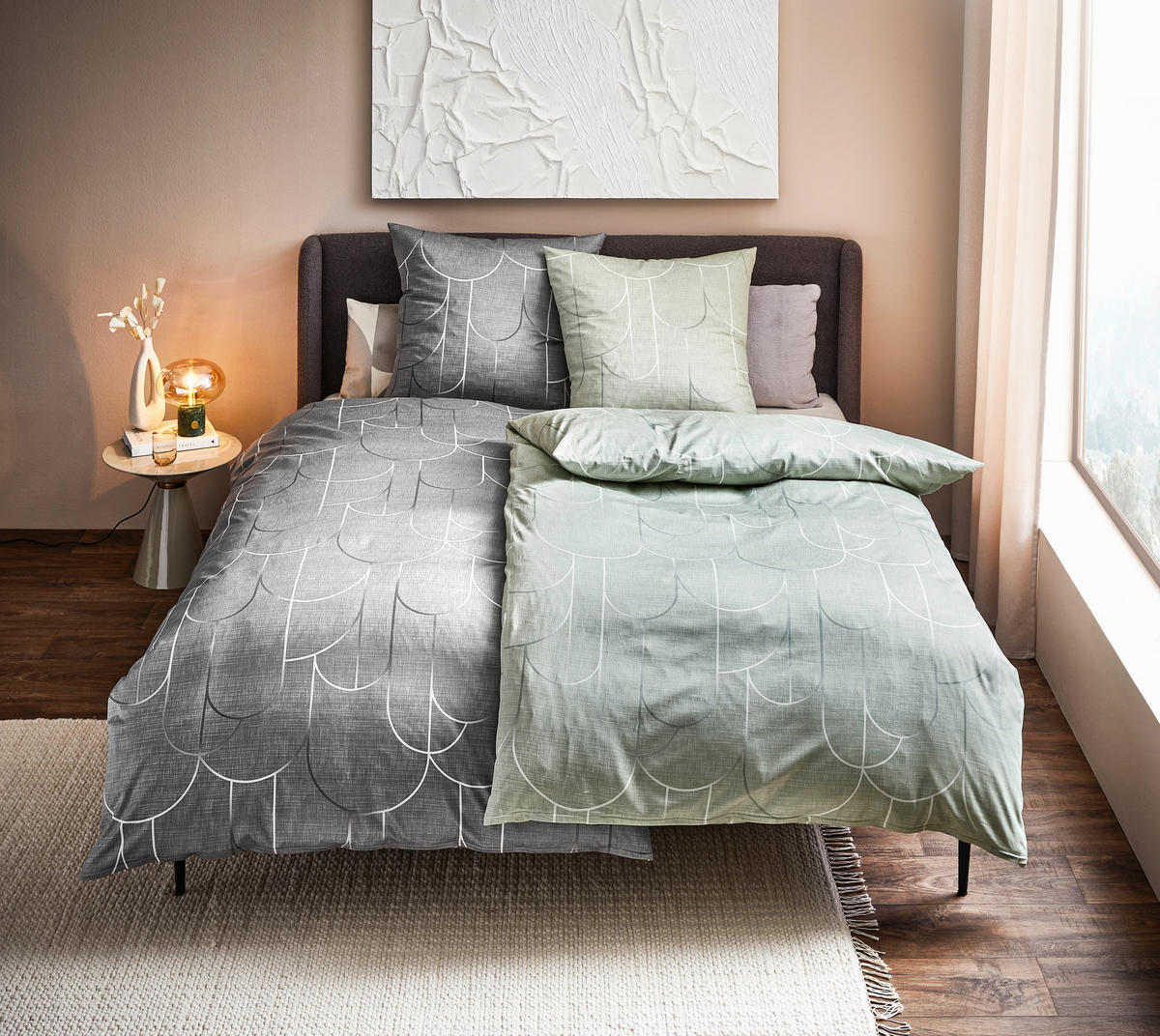 BETTWÄSCHE Atelier Makosatin 135/200 cm  - Grün, Design, Textil (135/200cm) - Estella