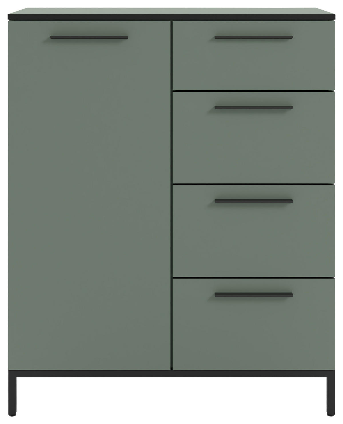 KOMMODE Soul  in 90/111/40 cm  - Schilfgrün/Schwarz, MODERN, Holzwerkstoff/Metall (90/111/40cm)