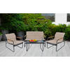 LOUNGEGARNITUR 4-teilig    - Creme/Schwarz, Modern, Glas/Kunststoff - MID.YOU