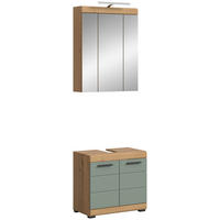 BADEZIMMER 2-teilig  in 60 cm  - Salbeigrün/Schwarz, MODERN, Glas/Holzwerkstoff (60cm) - MID.YOU