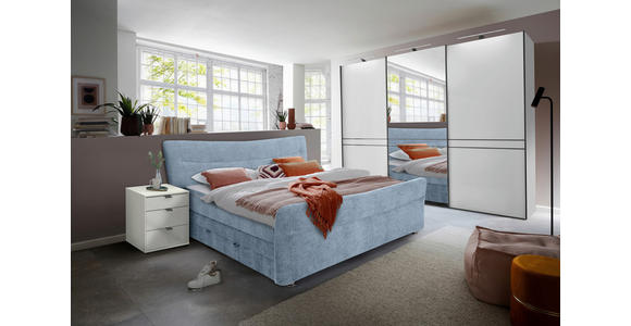 BOXSPRINGBETT 180/200 cm  in Hellblau  - Chromfarben/Hellblau, KONVENTIONELL, Textil/Metall (180/200cm) - Esposa